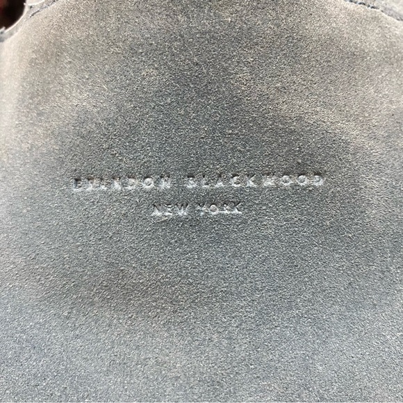 BRANDON BLACKWOOD Blue Suede Satchel Crossbody - Picture 2 of 11